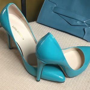 LOSLANDIFEN Patent leather Teal Pumps